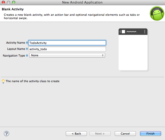 Android New Project Wizard